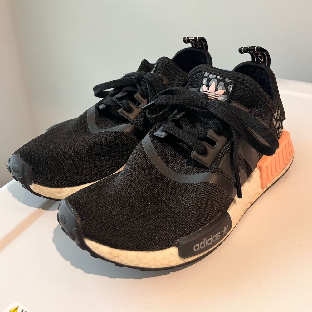 Pink Black and White Adidas sneakers size 6 1/2